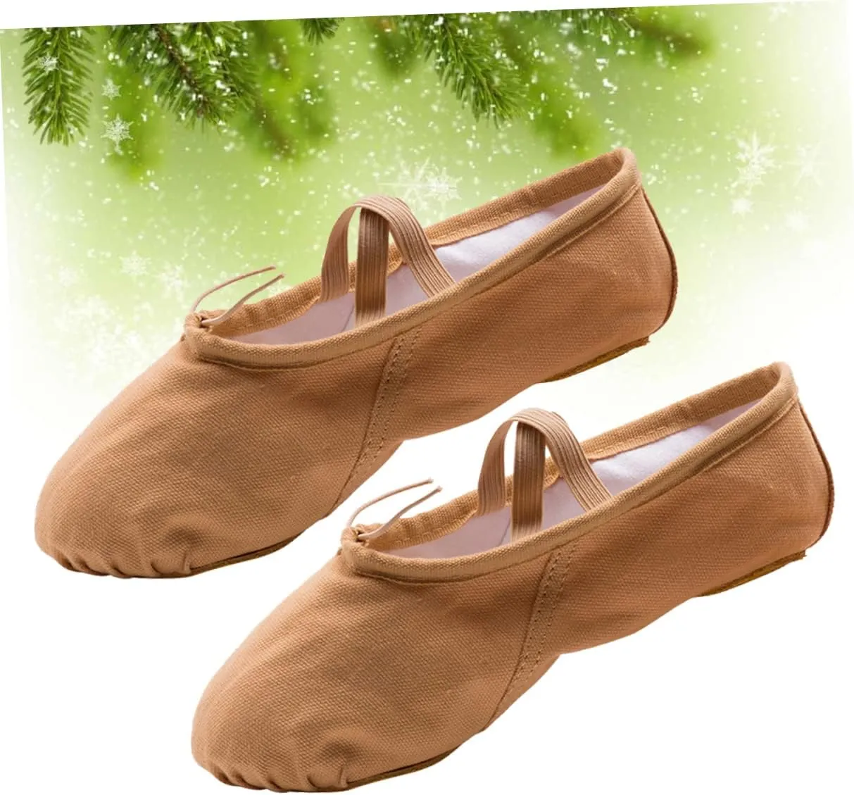1 Pair Ballet Practice Shoes Girls Ballet Flats Shoes Barre Ballet Shoes Stretch Canvas Ballet Slippers Ballet Pilates Shoes Girl Child Dancing Shoes Non-Slip Light Brown