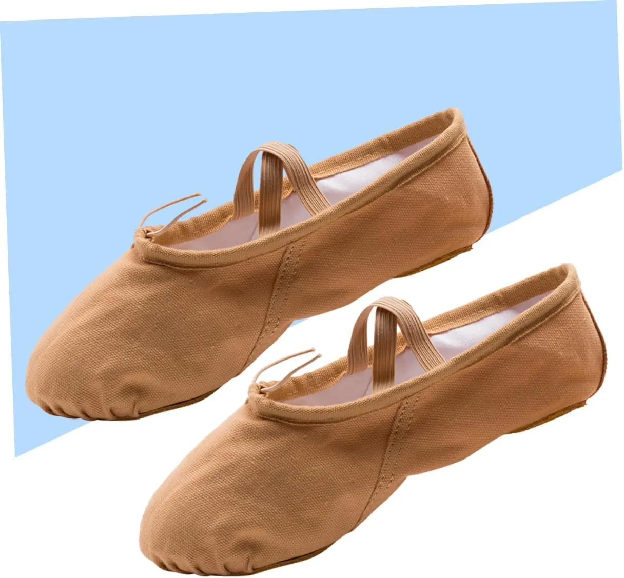 1 Pair Ballet Practice Shoes Girls Ballet Flats Shoes Barre Ballet Shoes Stretch Canvas Ballet Slippers Ballet Pilates Shoes Girl Child Dancing Shoes Non-Slip Light Brown