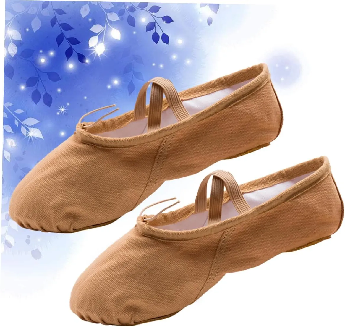 1 Pair Ballet Practice Shoes Girls Ballet Flats Shoes Barre Ballet Shoes Stretch Canvas Ballet Slippers Ballet Pilates Shoes Girl Child Dancing Shoes Non-Slip Light Brown
