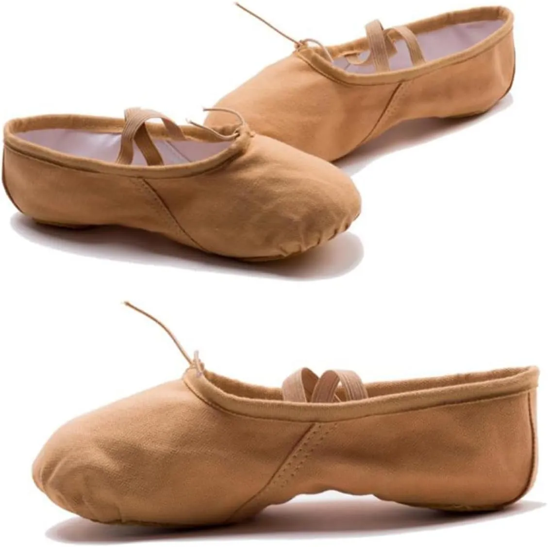 Amosfun Dance Practice Shoes for Women Girls Yoga Ballet Shoes Comfortable Soft Sole Stretch Belt Professional Slip Sole Lightweight Brown