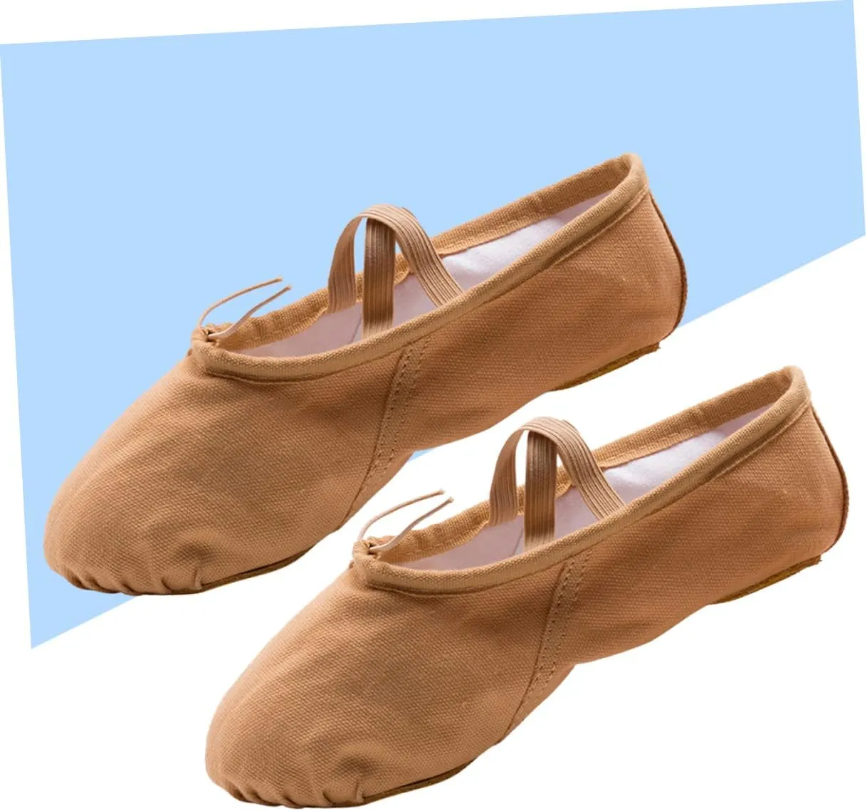 Amosfun Dance Practice Shoes for Women Girls Yoga Ballet Shoes Comfortable Soft Sole Stretch Belt Professional Slip Sole Lightweight Brown