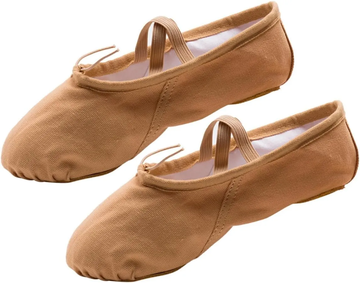 Amosfun Dance Practice Shoes for Women Girls Yoga Ballet Shoes Comfortable Soft Sole Stretch Belt Professional Slip Sole Lightweight Brown
