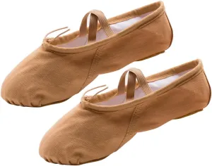Amosfun Dance Practice Shoes for Women Girls Yoga Ballet Shoes Comfortable Soft Sole Stretch Belt Professional Slip Sole Lightweight Brown