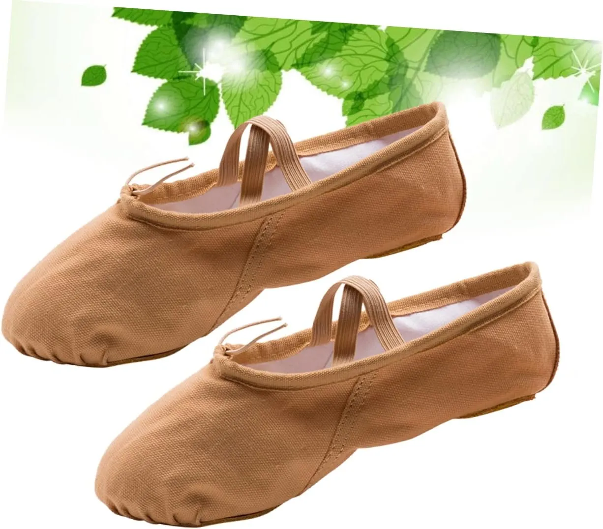 Amosfun Dance Practice Shoes for Women Girls Yoga Ballet Shoes Comfortable Soft Sole Stretch Belt Professional Slip Sole Lightweight Brown
