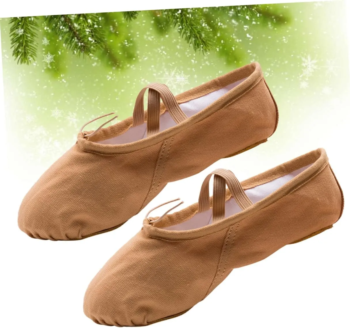 Amosfun Dance Practice Shoes for Women Girls Yoga Ballet Shoes Comfortable Soft Sole Stretch Belt Professional Slip Sole Lightweight Brown