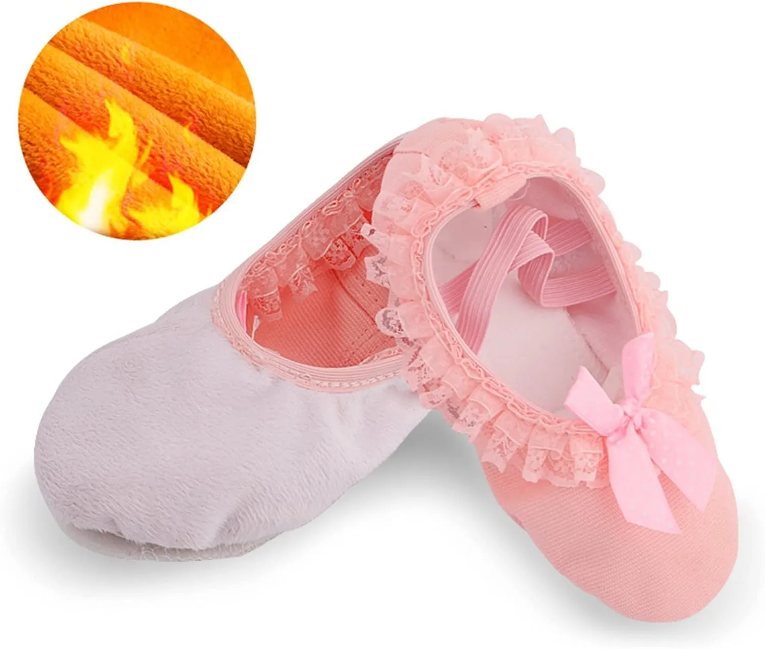 Ballet Pointe Shoes Girls Ballerina Shoes Canvas Ballet Shoes Toddler Girls Ballet Slippers No-Tie Kids Dance