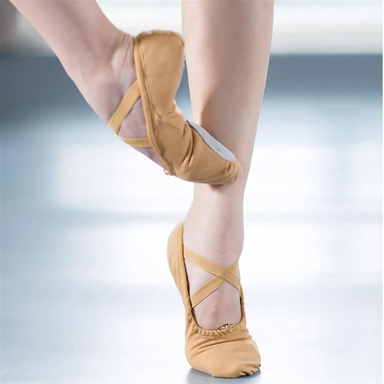 Ballet Shoes 2 Pairs Ballet Shoes Kids Dance Slippers Point Shoes Ballet Exercise Girls Soft Ballet Flats Split Sole Basic Canvas Dance Shoes Dance Slippers for Girls TodCaramel-41 EU