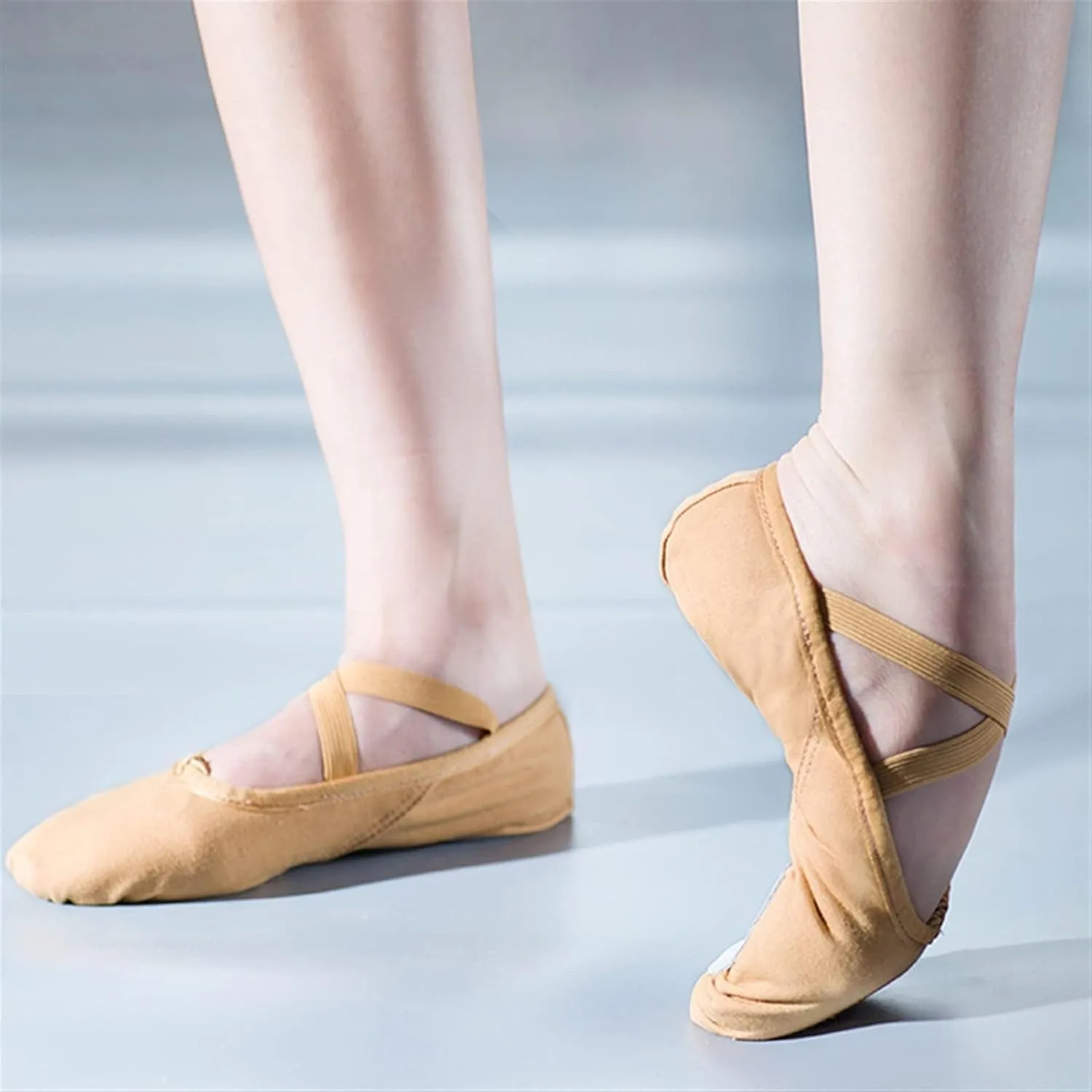 Ballet Shoes 2 Pairs Ballet Shoes Kids Dance Slippers Point Shoes Ballet Exercise Girls Soft Ballet Flats Split Sole Basic Canvas Dance Shoes Dance Slippers for Girls TodCaramel-41 EU