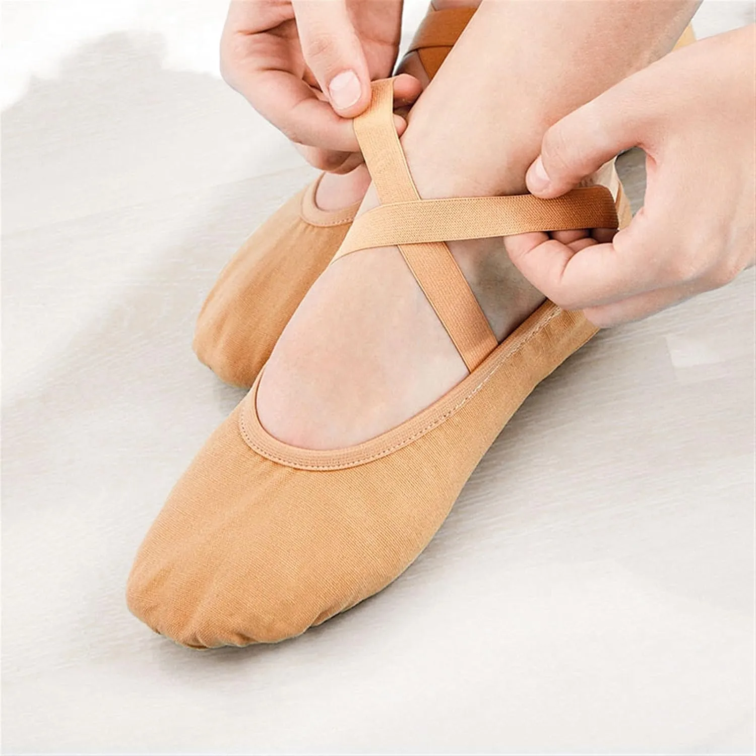 Ballet Shoes 2 Pairs Women Ballet Training Shoes Dance Adult Children Body Ballet Shoes Soft Sole Professional Canvas Dance Shoes for Ballet Dance Slippers for Girls ToddTan-40 EU