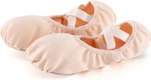 Ballet Shoes Fabric Kids Gilrs 4 Sides Stretch Canvas Soft Dance Wear Ballet Flat Shoes Dance Slippers for Girls Toddlers Women.Pink-30 EU