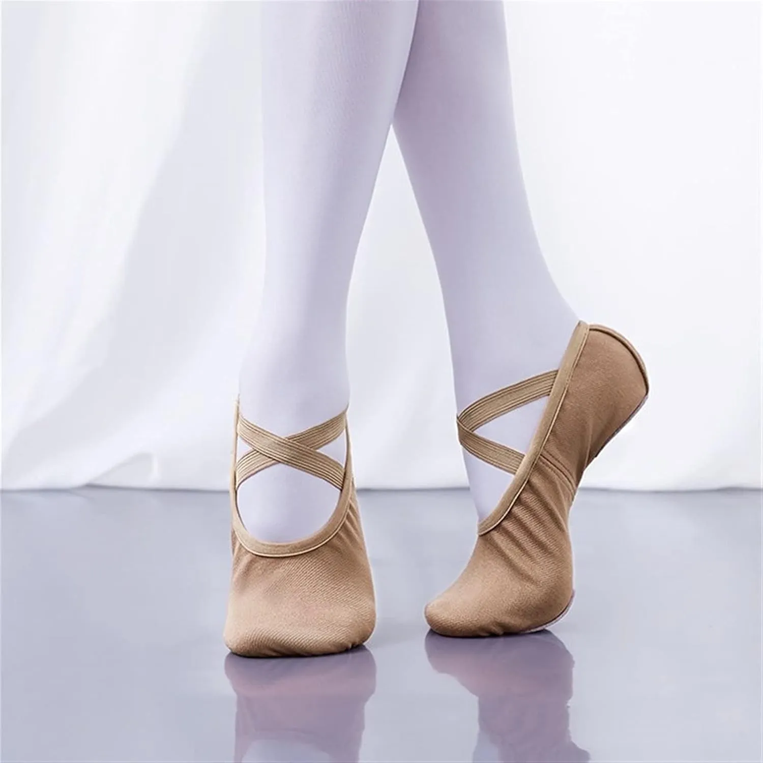 Ballet Shoes Fabric Kids Gilrs 4 Sides Stretch Canvas Soft Dance Wear Ballet Flat Shoes Dance Slippers for Girls Toddlers Women.Pink-30 EU