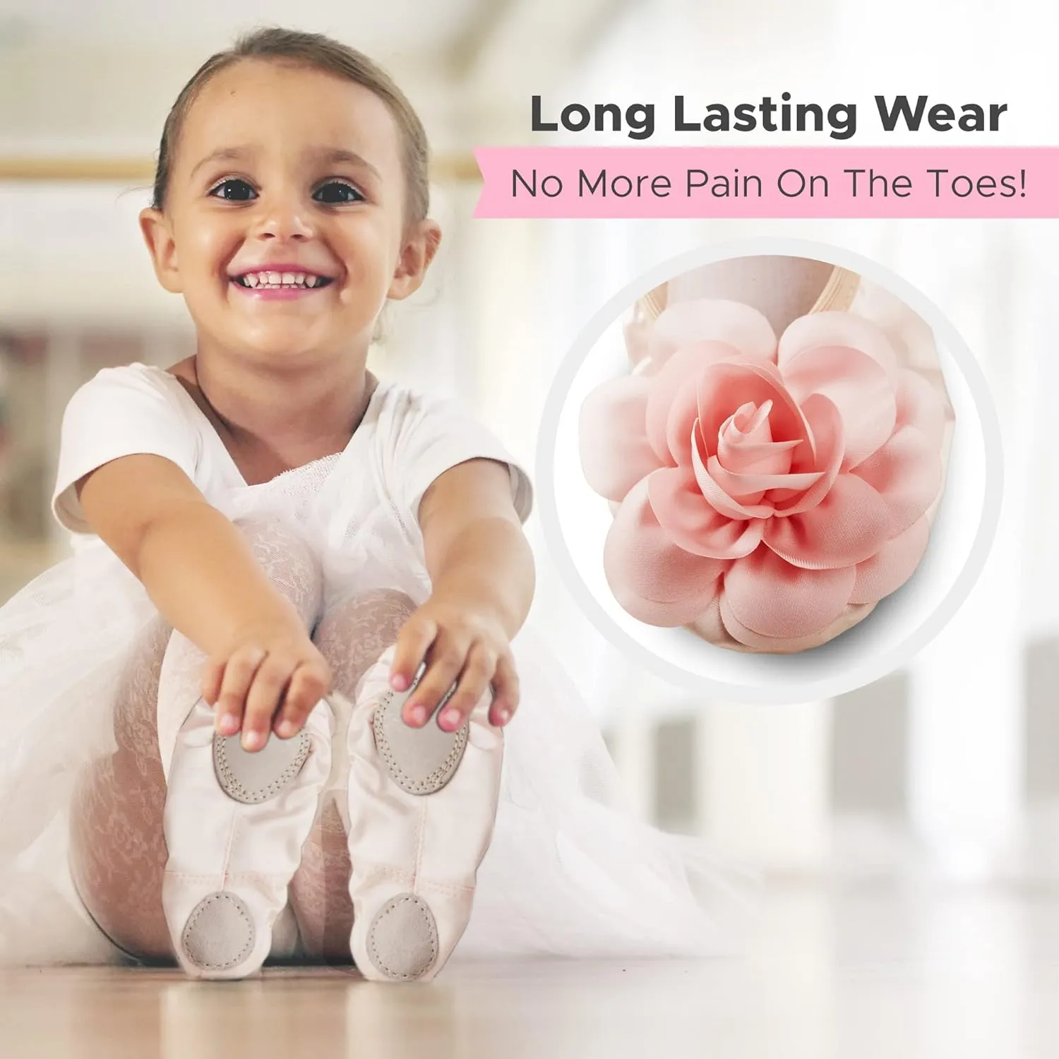 Ballet Shoes for Girls - Non-Slip Pink Ballet Slippers for Girls with Leather Split Soles ?C Durable, Comfort-Fit Satin Girls Ballet Shoes for Toddler Girls ?C Toddler Ballet Shoes