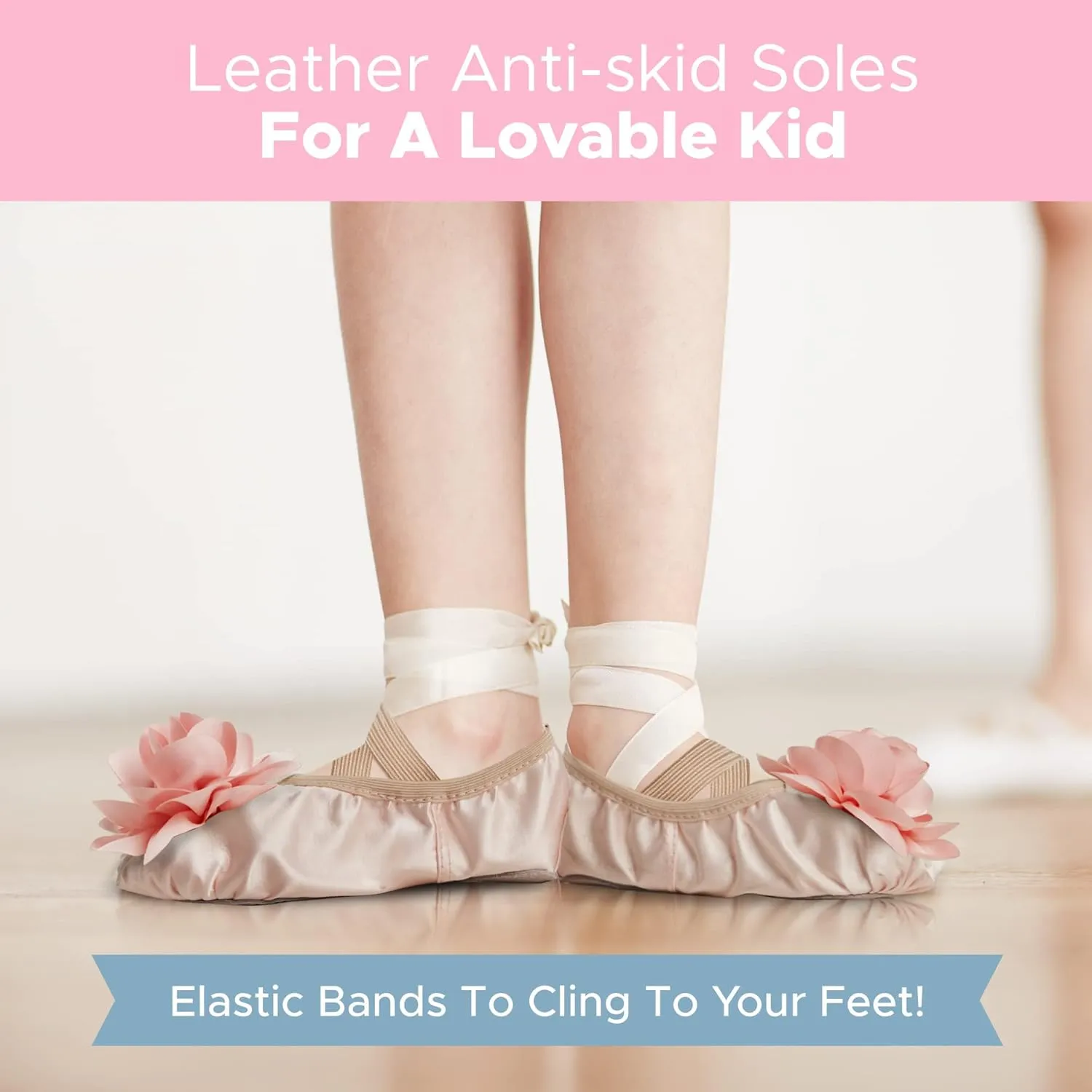 Ballet Shoes for Girls - Non-Slip Pink Ballet Slippers for Girls with Leather Split Soles ?C Durable, Comfort-Fit Satin Girls Ballet Shoes for Toddler Girls ?C Toddler Ballet Shoes