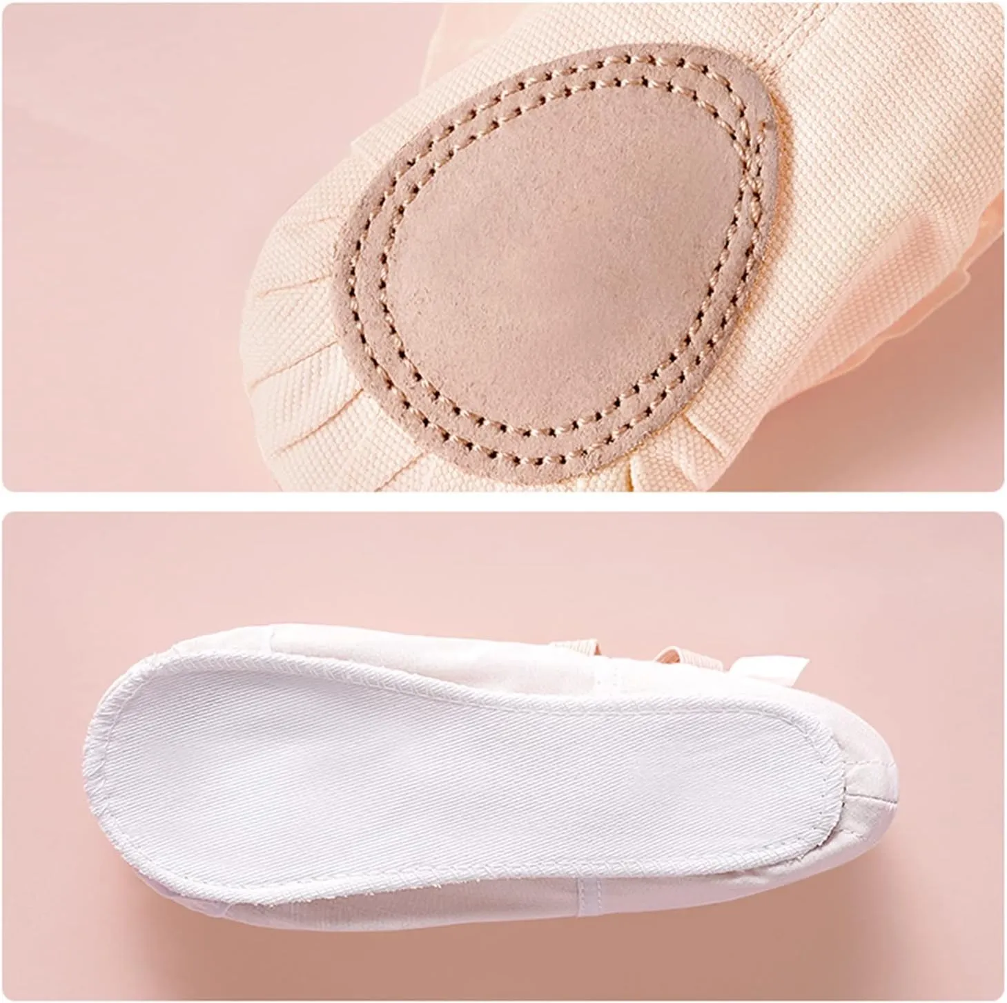 Ballet Shoes Girls Ballet Slippers Lace Ballet Dance Shoes Lace Bow-Knot Canvas Soft Sole Ballet Shoes Ballet Slippers Dance Slippers for Girls Toddlers Women.Beige-26 EU