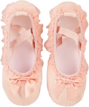 Ballet Shoes Girls Ballet Slippers Lace Ballet Dance Shoes Lace Bow-Knot Canvas Soft Sole Ballet Shoes Ballet Slippers Dance Slippers for Girls Toddlers Women.Beige-26 EU