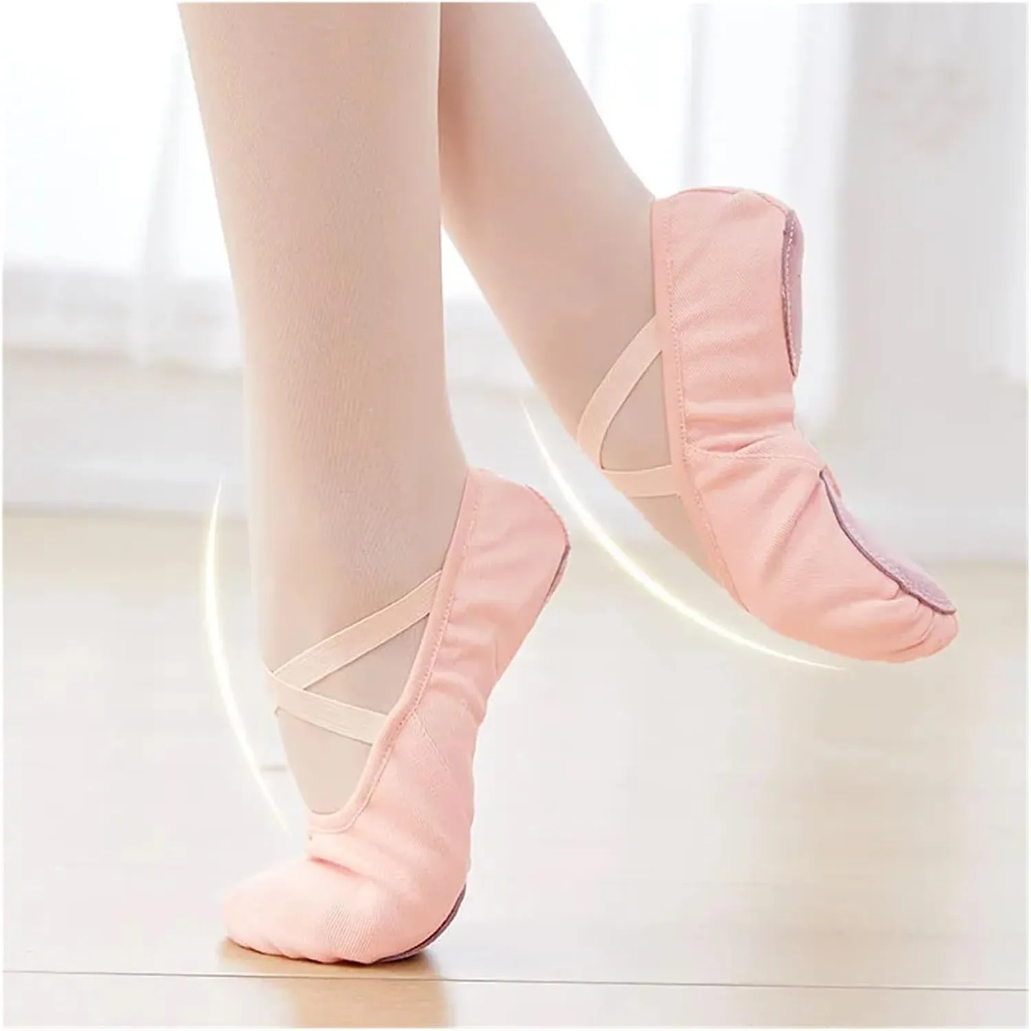 Ballet Shoes Girls Women Ballet Shoes Stretch Ballet Flats Lace Canvas Dance Slippers Elastic Split Soft Sole Ballet Dance Shoe for Kids for Girls Toddler Ballet Slippers(Brown,35)