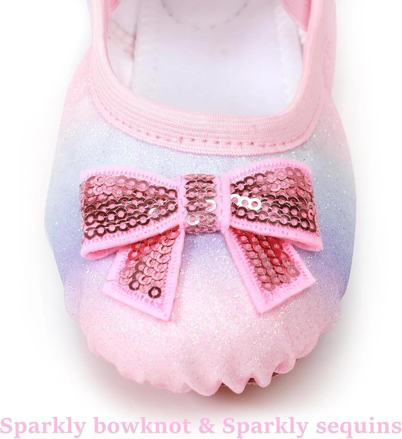 Ballet Shoes Glitter Split-Sole for Girls Toddler Dance Slippers with Elastic Laces for (Toddler/Little Kid/Big Kid)