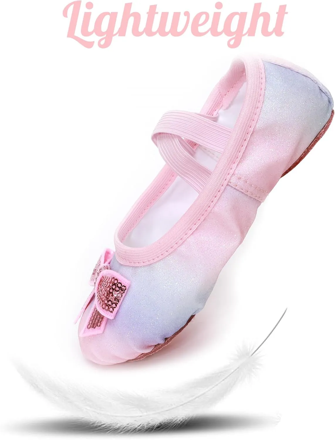 Ballet Shoes Glitter Split-Sole for Girls Toddler Dance Slippers with Elastic Laces for (Toddler/Little Kid/Big Kid)