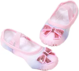 Ballet Shoes Glitter Split-Sole for Girls Toddler Dance Slippers with Elastic Laces for (Toddler/Little Kid/Big Kid)