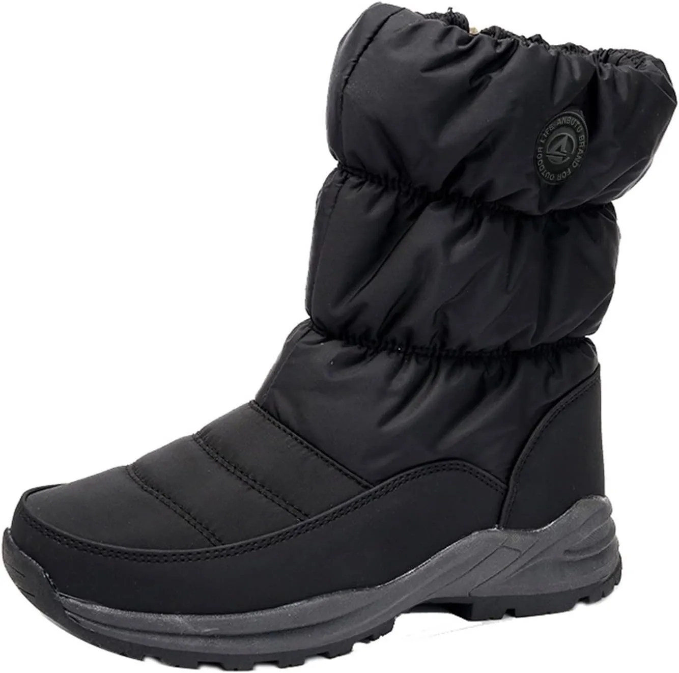 Black Winter Boots for Women Tall Womens Winter Boots Slip on Mid Calf Boots Women Winter Waterproof Womens Waterproof Warm Walking Boots Womens Hiking Boots Waterproof Cute