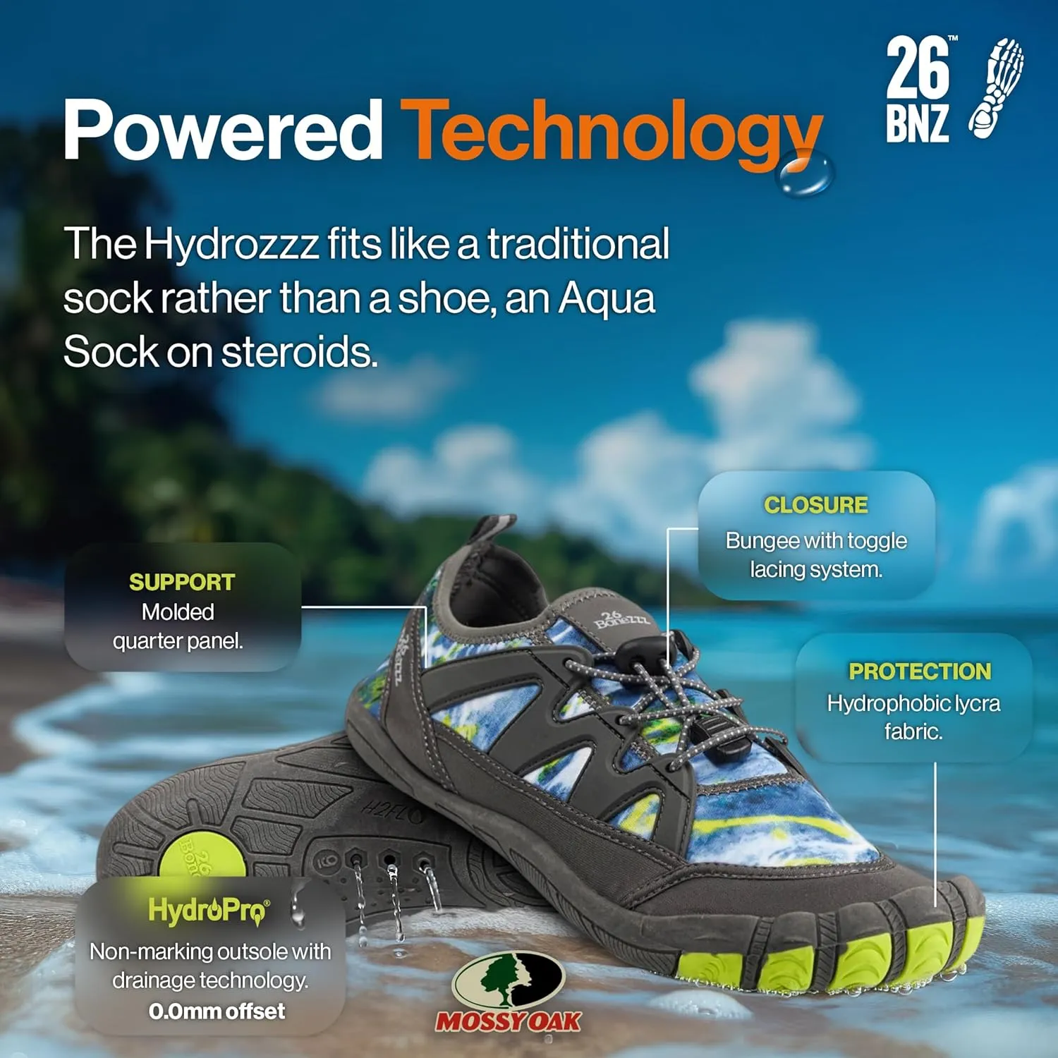 Bonezzz Hydrozzz Aqua Socks  Lightweight, Quick-Dry Water Shoes w/HydroPro Grip