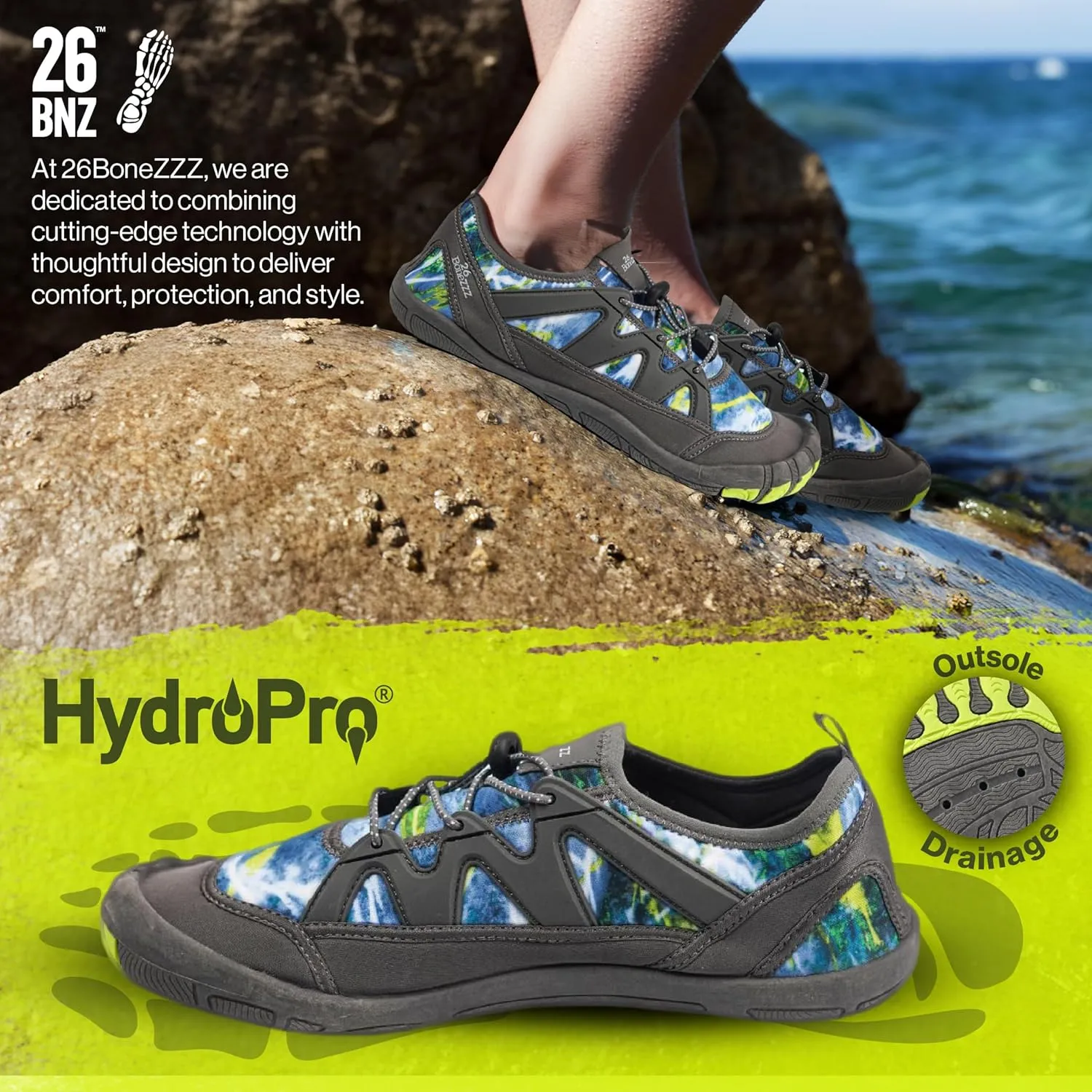 Bonezzz Hydrozzz Aqua Socks  Lightweight, Quick-Dry Water Shoes w/HydroPro Grip