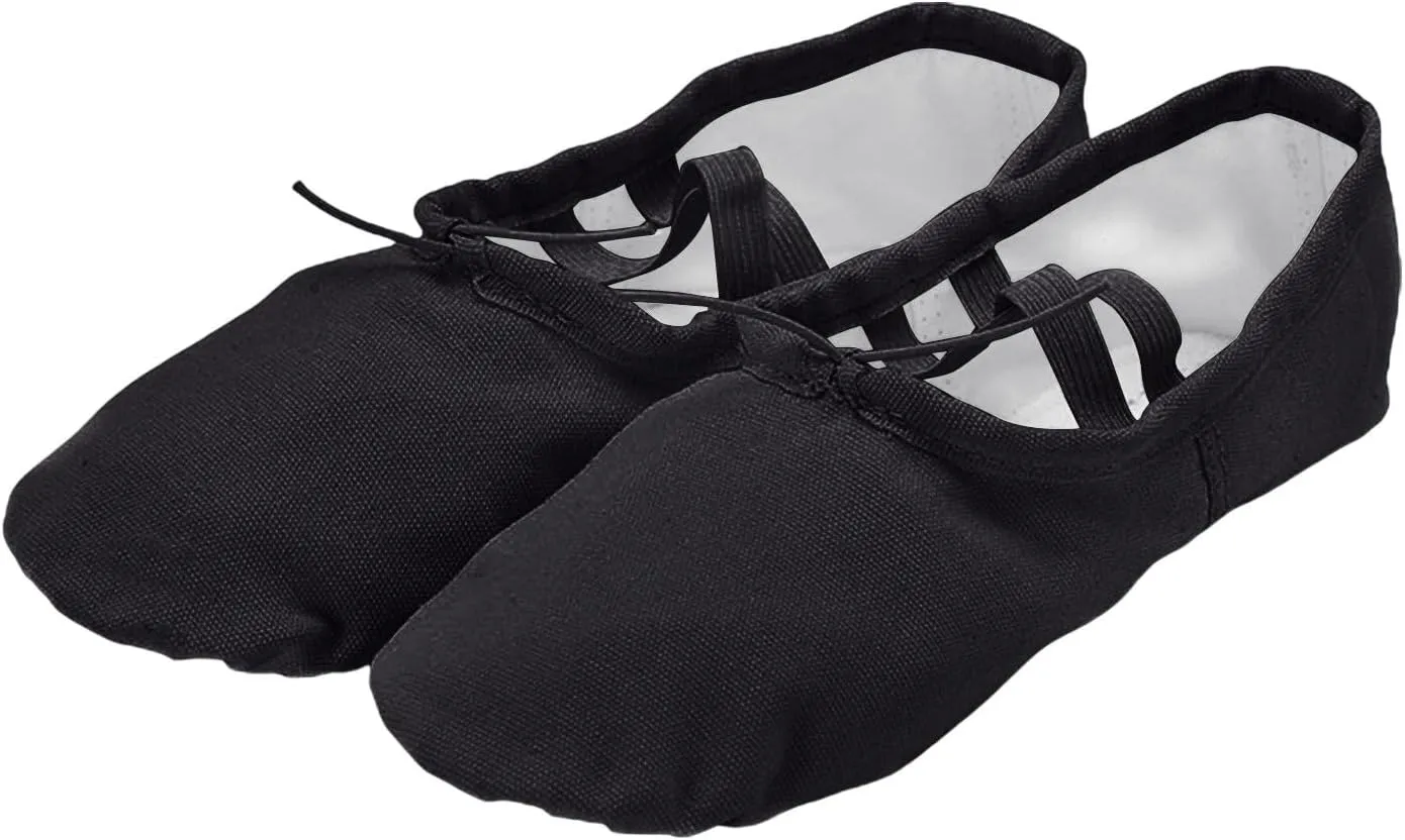 Canvas Ballet Slippers Ballet Shoes Elastic for Toddler Girls and Boys Split Sole Yoga Practice Dance Shoes