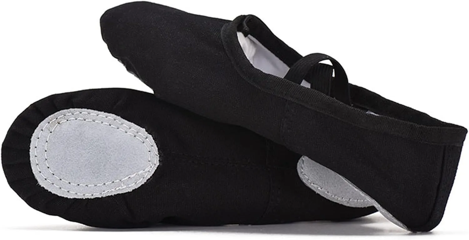 Canvas Ballet Slippers Ballet Shoes Elastic for Toddler Girls and Boys Split Sole Yoga Practice Dance Shoes