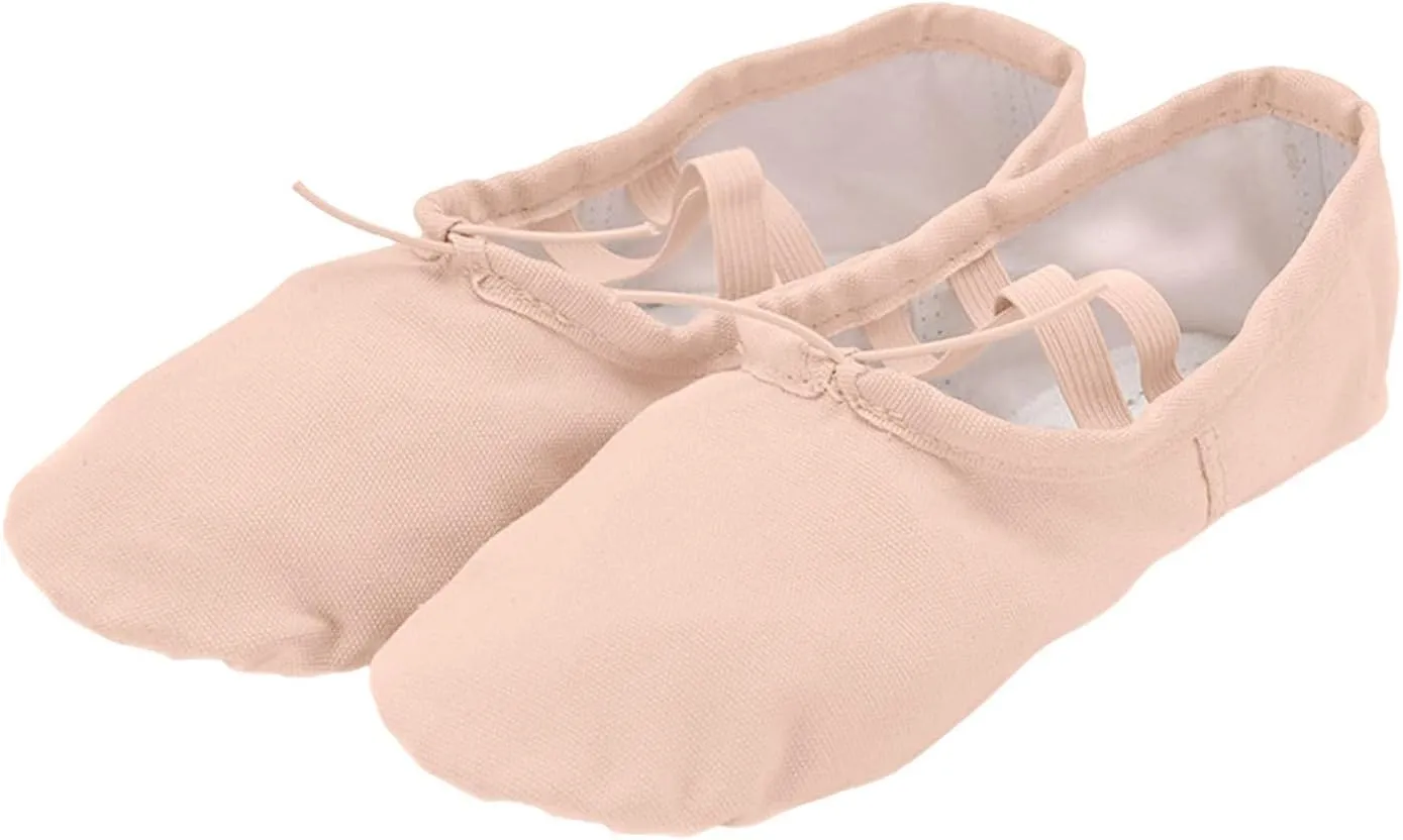 Canvas Ballet Slippers Ballet Shoes Elastic for Toddler Girls and Boys Split Sole Yoga Practice Dance Shoes