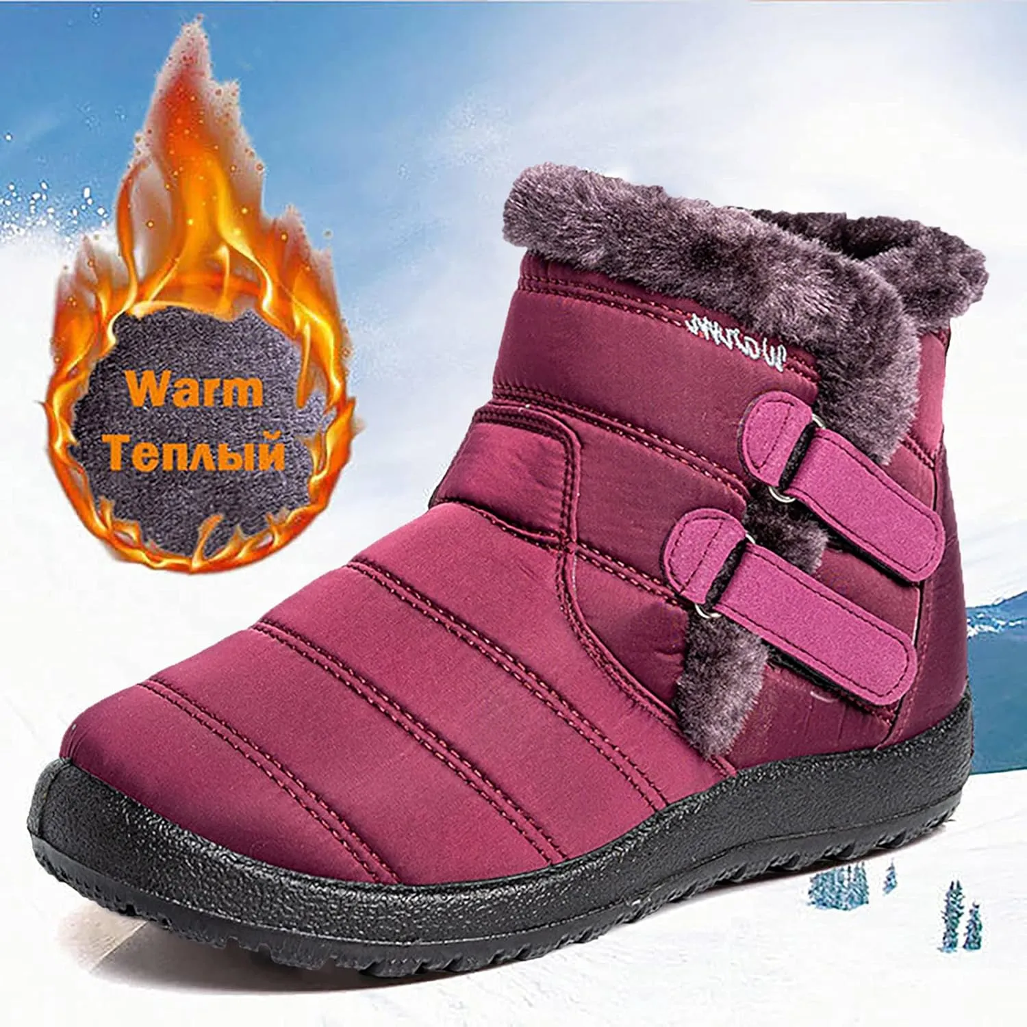Cute Winter Boots Size 4 Woman Women's Black Waterproof Snow Boots Women Waterproof Winter Boots Woman Waterproof Snow Boots Botas De Invierno Para Mujer Para El Agua