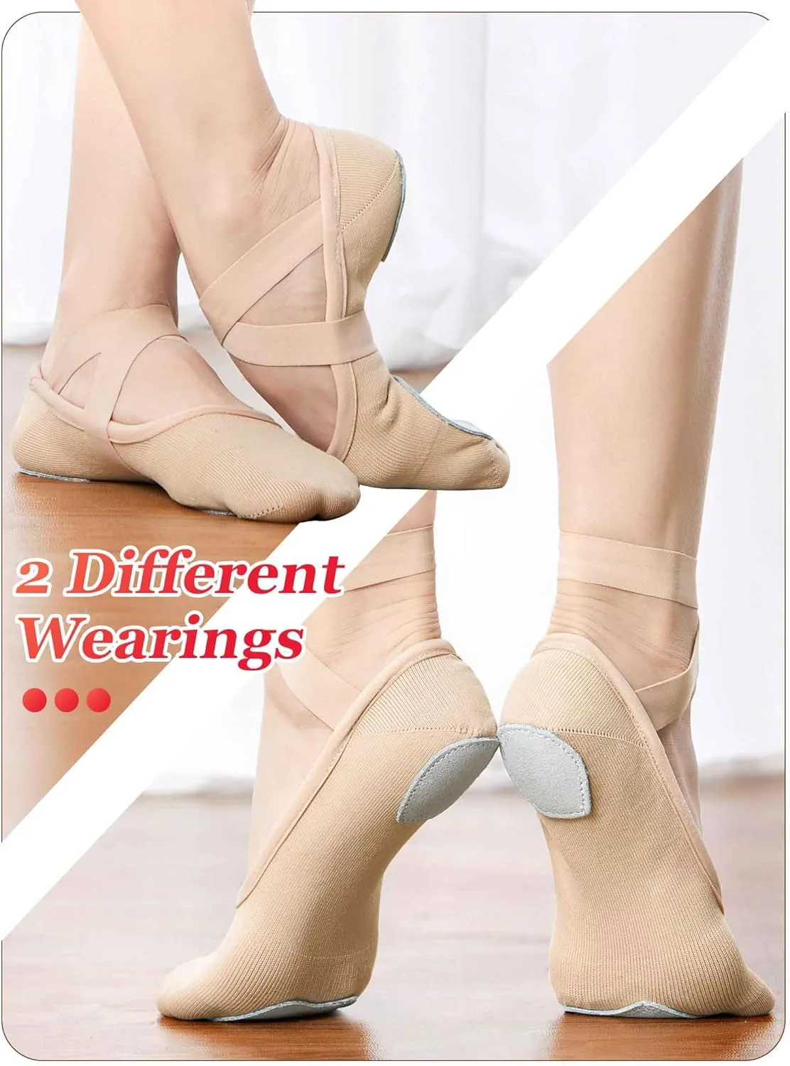 Daydance Girls Women Ballet Shoes Canvas 4 Way Stretch Dance Slippers no Strings