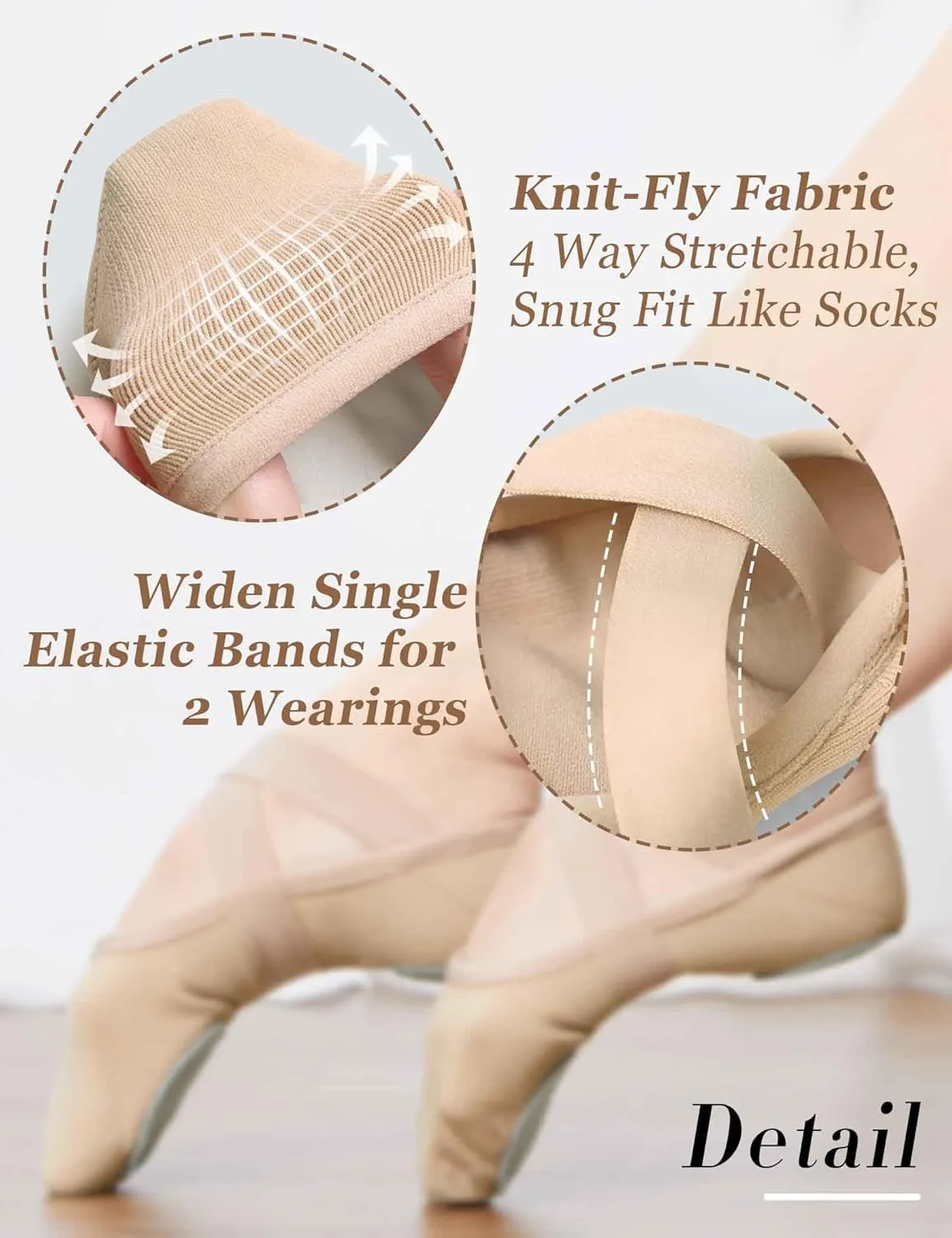 Daydance Girls Women Ballet Shoes Canvas 4 Way Stretch Dance Slippers no Strings