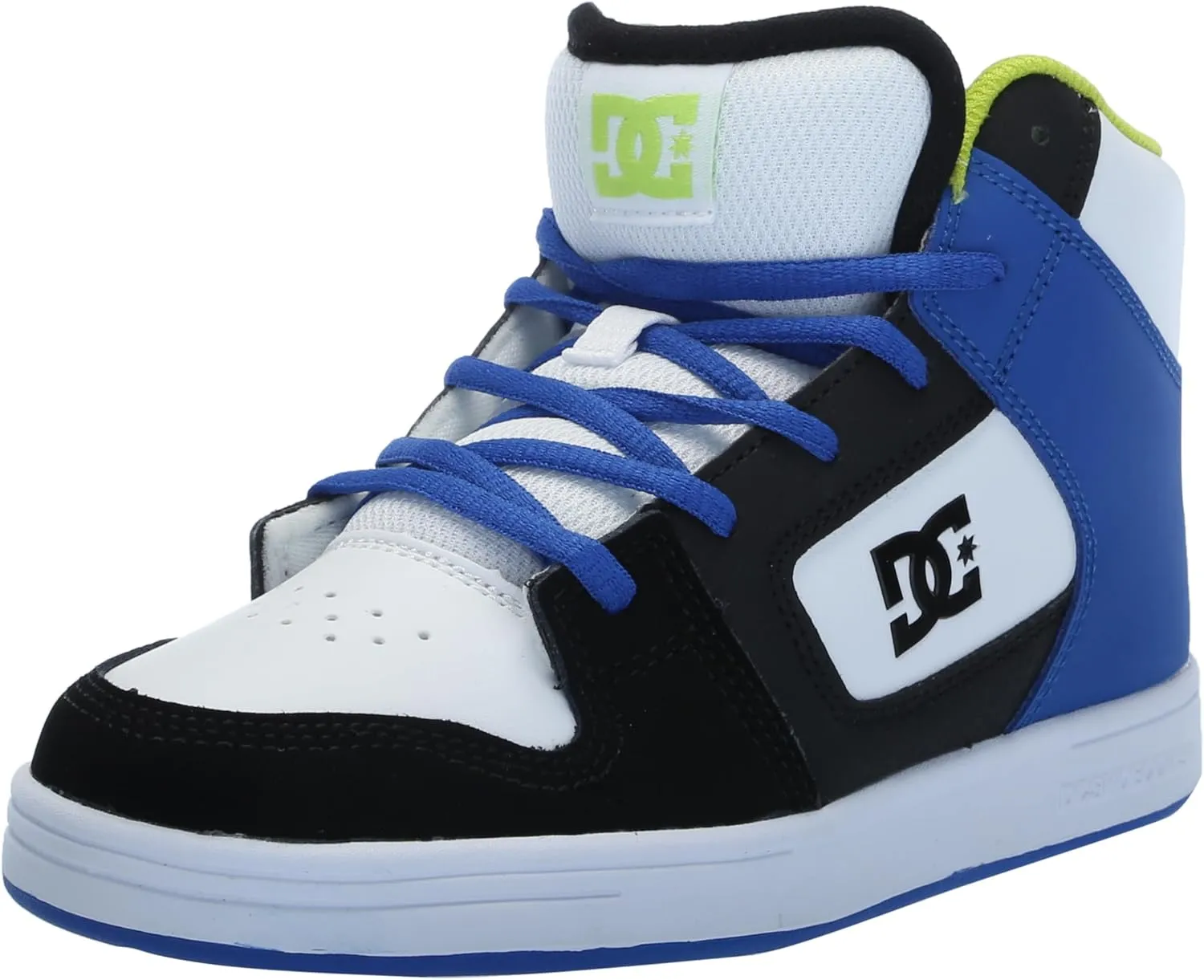 DC Boy's Unisex-Child Manual V Hi Skate Shoe, Black/Blue/Green, 11 Little Kid