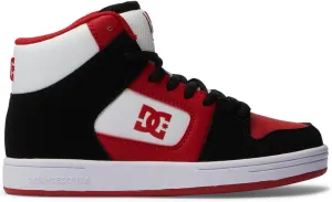 DC Boy's Unisex-Child Manual V Hi Skate Shoe, Black/RED, 11 Little Kid