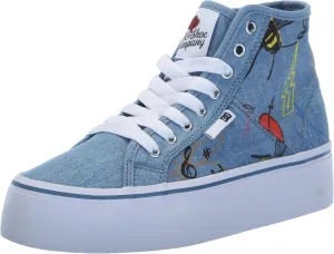 DC Women's Manual Hi Platform Skate Shoe, Heather Dark Denim, 10.5