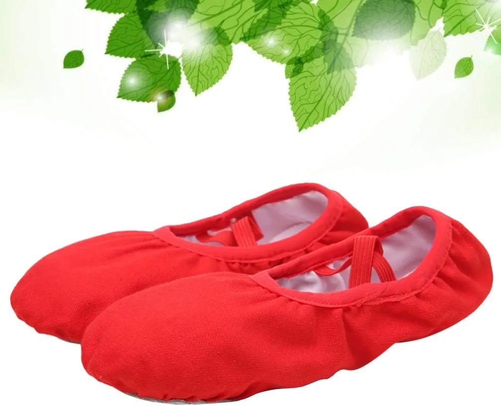 EXCEART 1 Pair soft Ballet Shoes Canvas Ballet Slipper Yoga Flat Shoes Ballet Practice Slippers flats Foldable Ballet Shoes Ballet Practice Shoes soft-soled shoes toddler drawstring Red