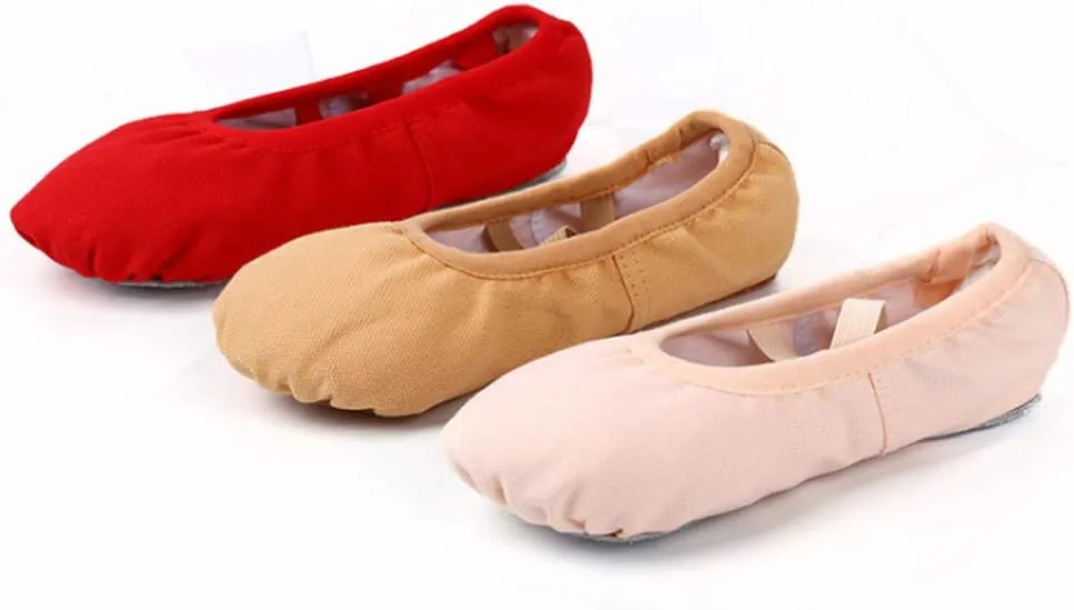 EXCEART 1 Pair soft Ballet Shoes Canvas Ballet Slipper Yoga Flat Shoes Ballet Practice Slippers flats Foldable Ballet Shoes Ballet Practice Shoes soft-soled shoes toddler drawstring Red