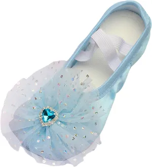 Girls Ballet Shoes Elegant Rhinestone Sequins Lace Dance Slippers Toddler Kids Indoor Yoga Dancing Performance Shoes