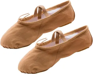 GLEAVI 1 Pair Stretch Canvas Ballet Slippers Yoga Shoes Ballet Shoes Slippers Ballet Pilates Shoes Ballet Dancer Shoes Ballet Practice Shoes Aldult Girl Child Dancing Shoes Light Brown