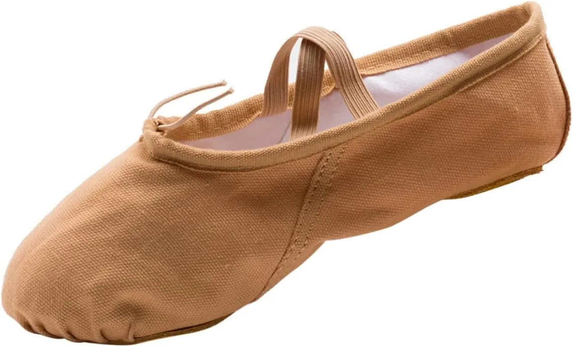 GLEAVI 1 Pair Stretch Canvas Ballet Slippers Yoga Shoes Ballet Shoes Slippers Ballet Pilates Shoes Ballet Dancer Shoes Ballet Practice Shoes Aldult Girl Child Dancing Shoes Light Brown