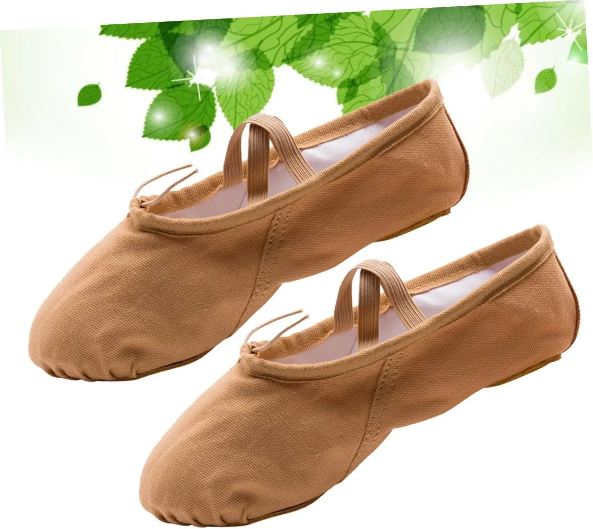 GLEAVI 1 Pair Stretch Canvas Ballet Slippers Yoga Shoes Ballet Shoes Slippers Ballet Pilates Shoes Ballet Dancer Shoes Ballet Practice Shoes Aldult Girl Child Dancing Shoes Light Brown
