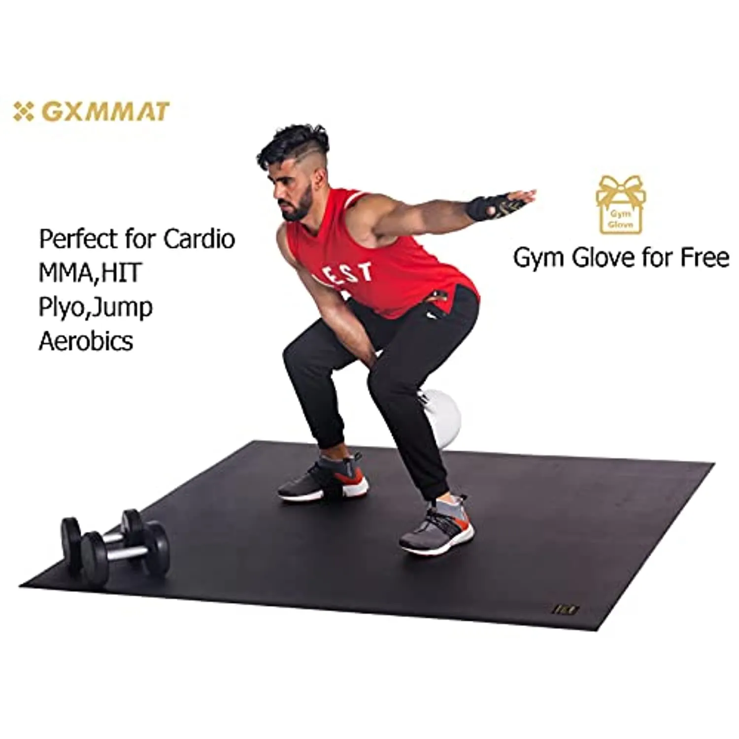Gxmmat Large Exercise Mat 6'x4'x7mm, Thick Workout Mats for Home Gym Flooring, Extra Wide Non-Slip Durable Cardio Mat, High Density, Shoe Friendly, Perfect for Plyo, MMA, Jump Rope, Stretch, Fitness