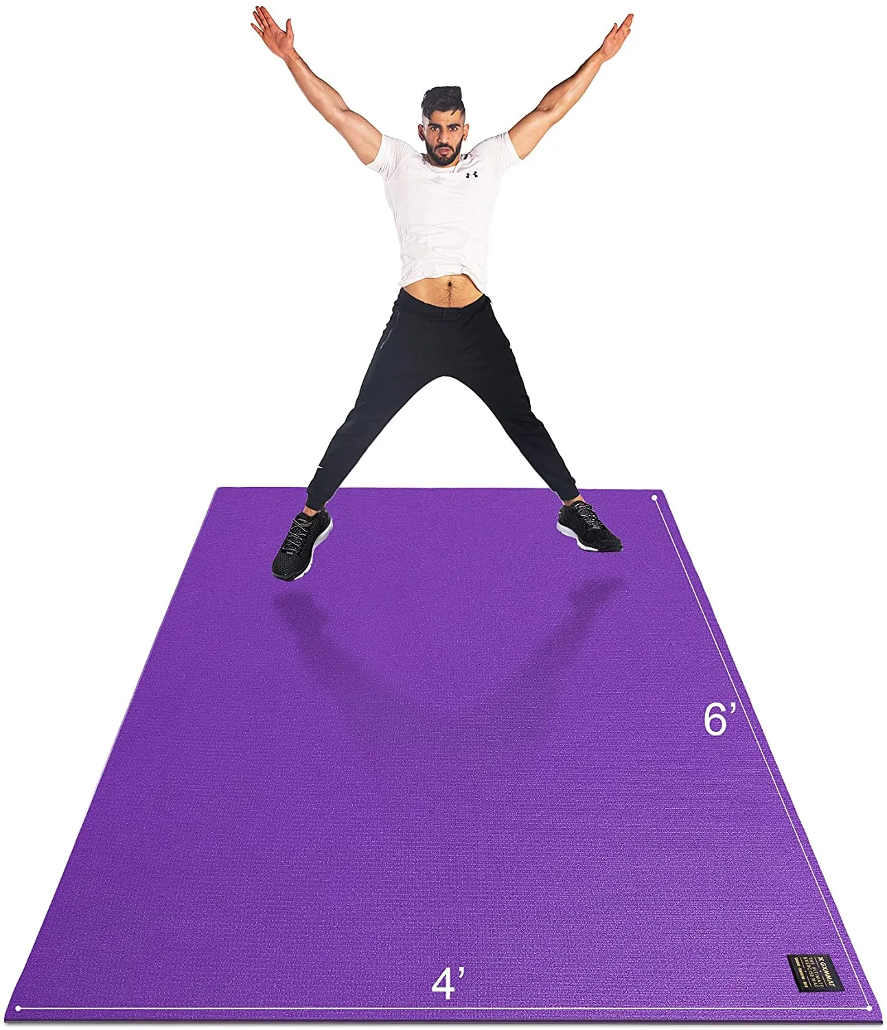 Gxmmat Large Exercise Mat 6'x4'x7mm, Thick Workout Mats for Home Gym Flooring, Extra Wide Non-Slip Durable Cardio Mat, High Density, Shoe Friendly, Perfect for Plyo, MMA, Jump Rope, Stretch, Fitness
