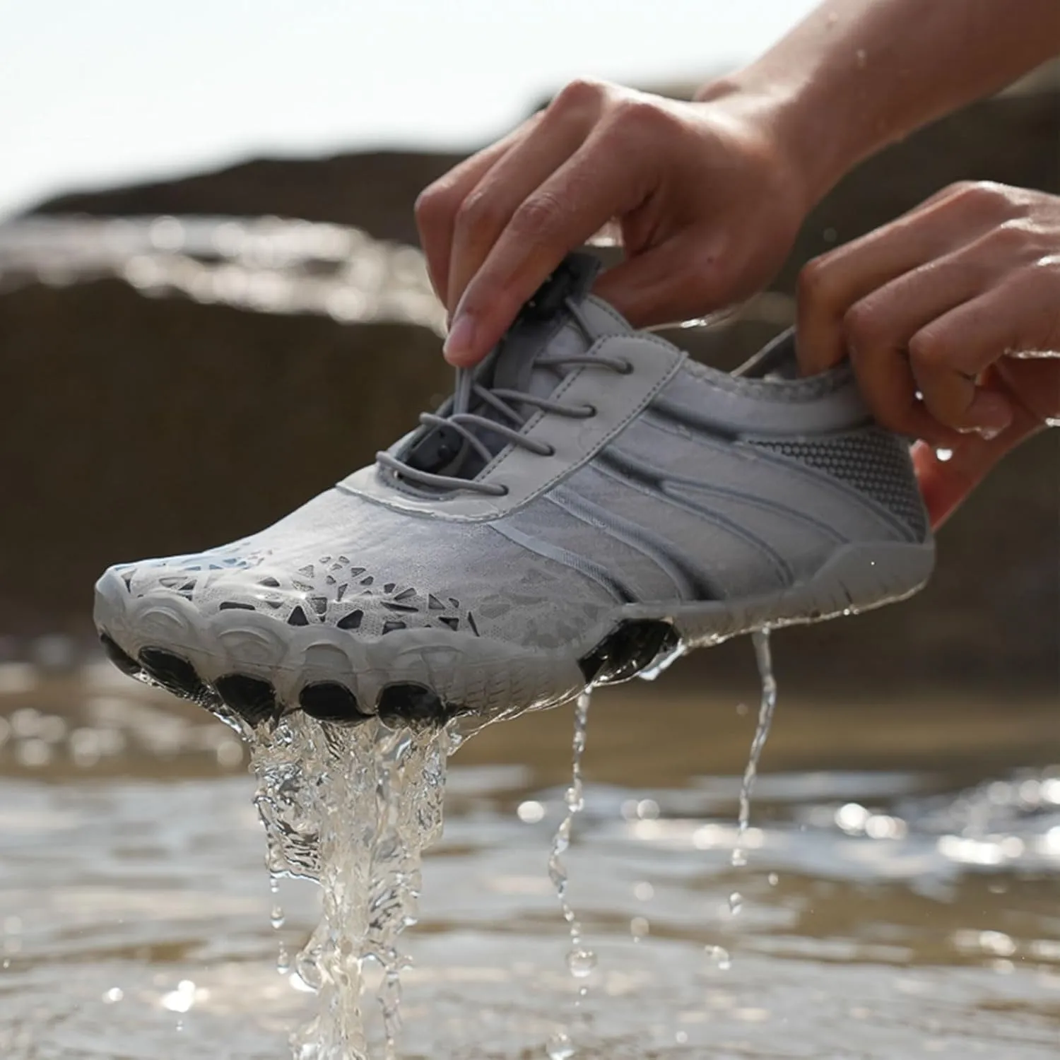 Hike Barefoot Shoes Footwear for Women Men, Water with Wide Toe Box, Neuropathy Comfort Wear Shoes, Grounded Non Slip Pro Footwear, Hiking Running Beach Aqua Swim Surf, Breathable Box Hiking