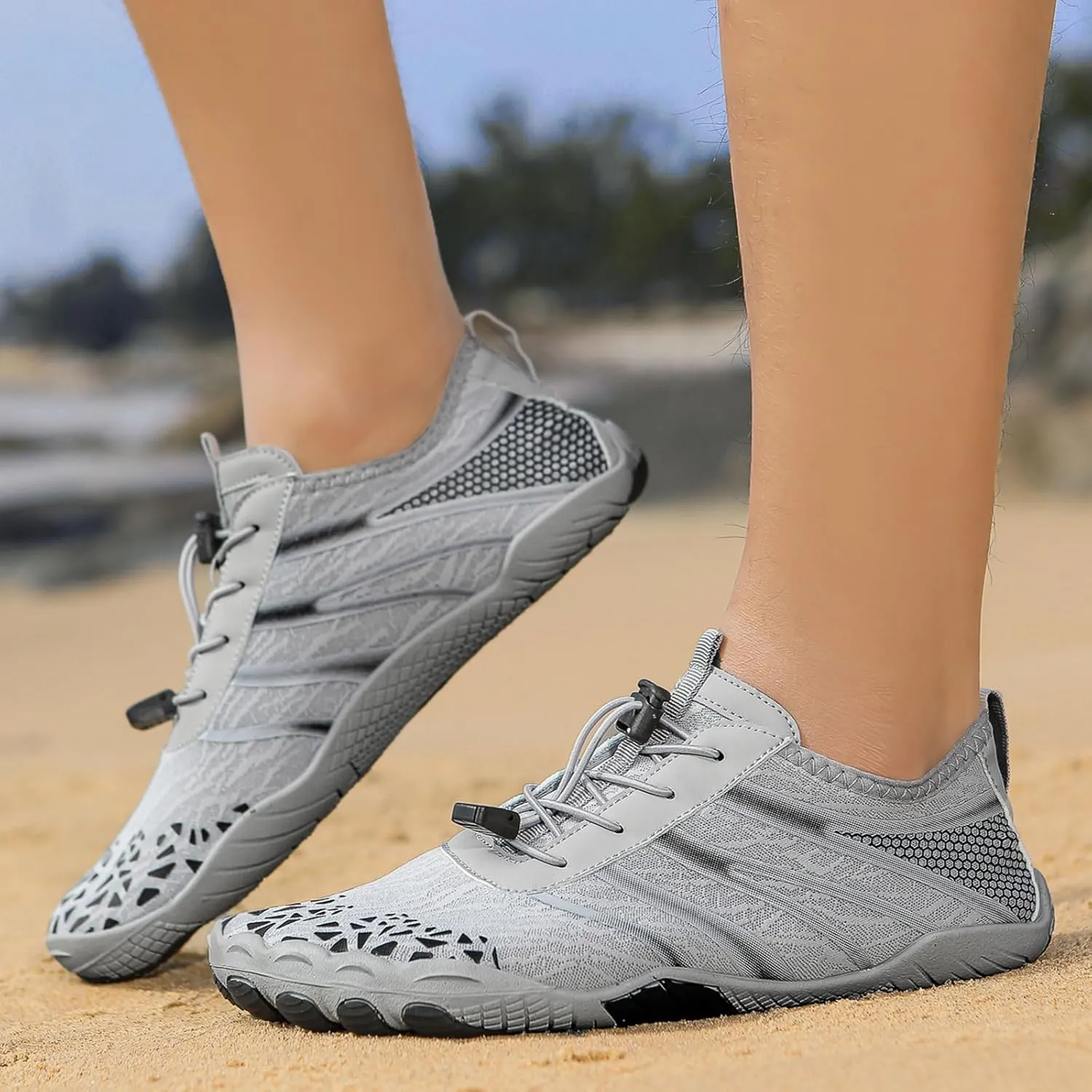 Hike Barefoot Shoes Footwear for Women Men, Water with Wide Toe Box, Neuropathy Comfort Wear Shoes, Grounded Non Slip Pro Footwear, Hiking Running Beach Aqua Swim Surf, Breathable Box Hiking