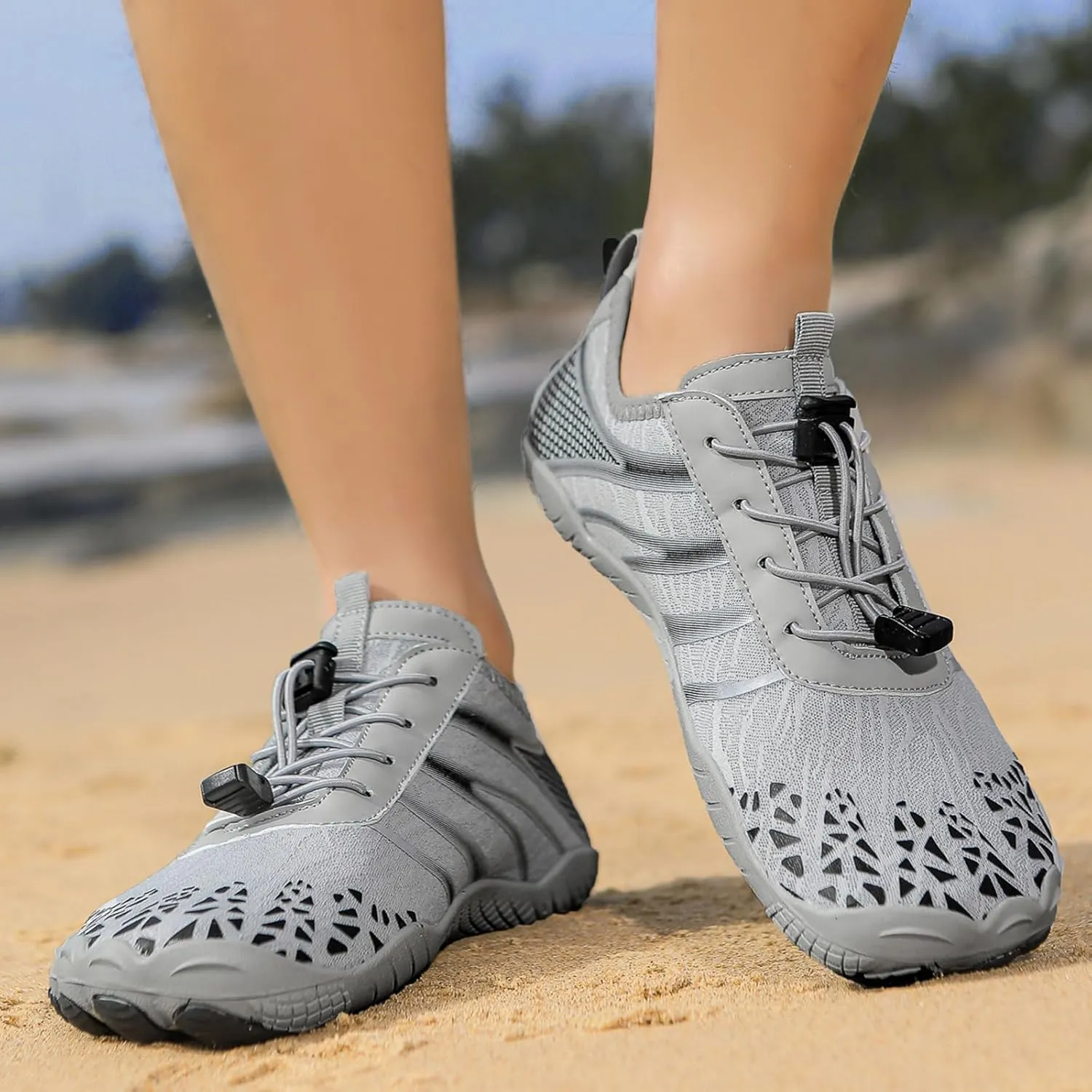 Hike Barefoot Shoes Footwear for Women Men, Water with Wide Toe Box, Neuropathy Comfort Wear Shoes, Grounded Non Slip Pro Footwear, Hiking Running Beach Aqua Swim Surf, Breathable Box Hiking
