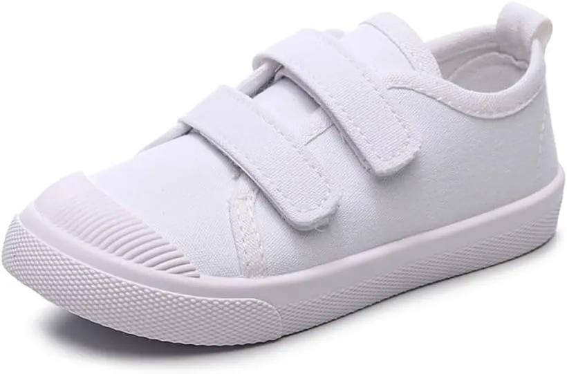 Kids White Canvas Shoes Toddler Classic Slip-on Sneaker for Girls Boys Casual Tennis Running Shoes