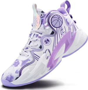 Men Basketball Shose Breathable Fashion Sneakers Non Slip Sport Shoes White&Purple