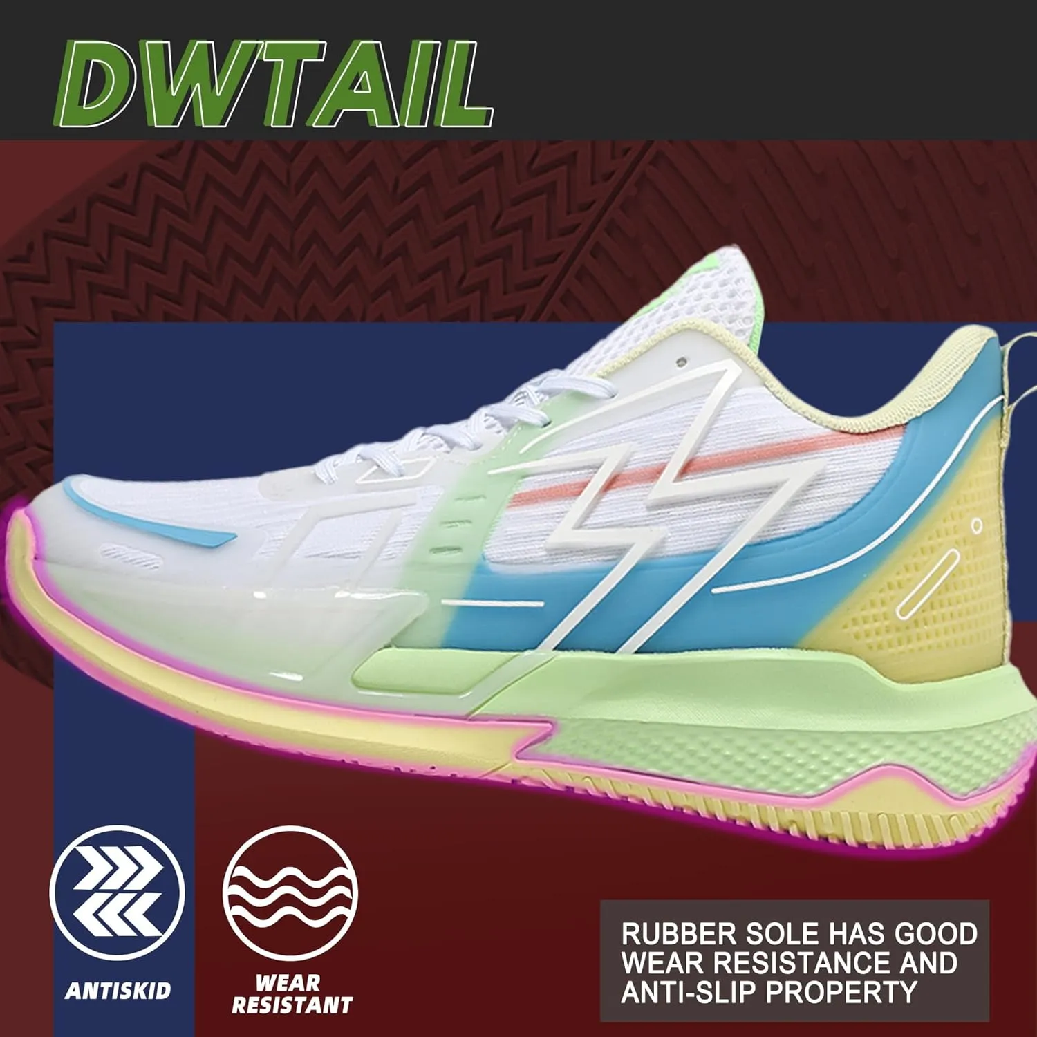 Men Women Basketball Shoes Breathable Non Slip Outdoor Fashion Sneakers White&Blu(White Green-6,9)
