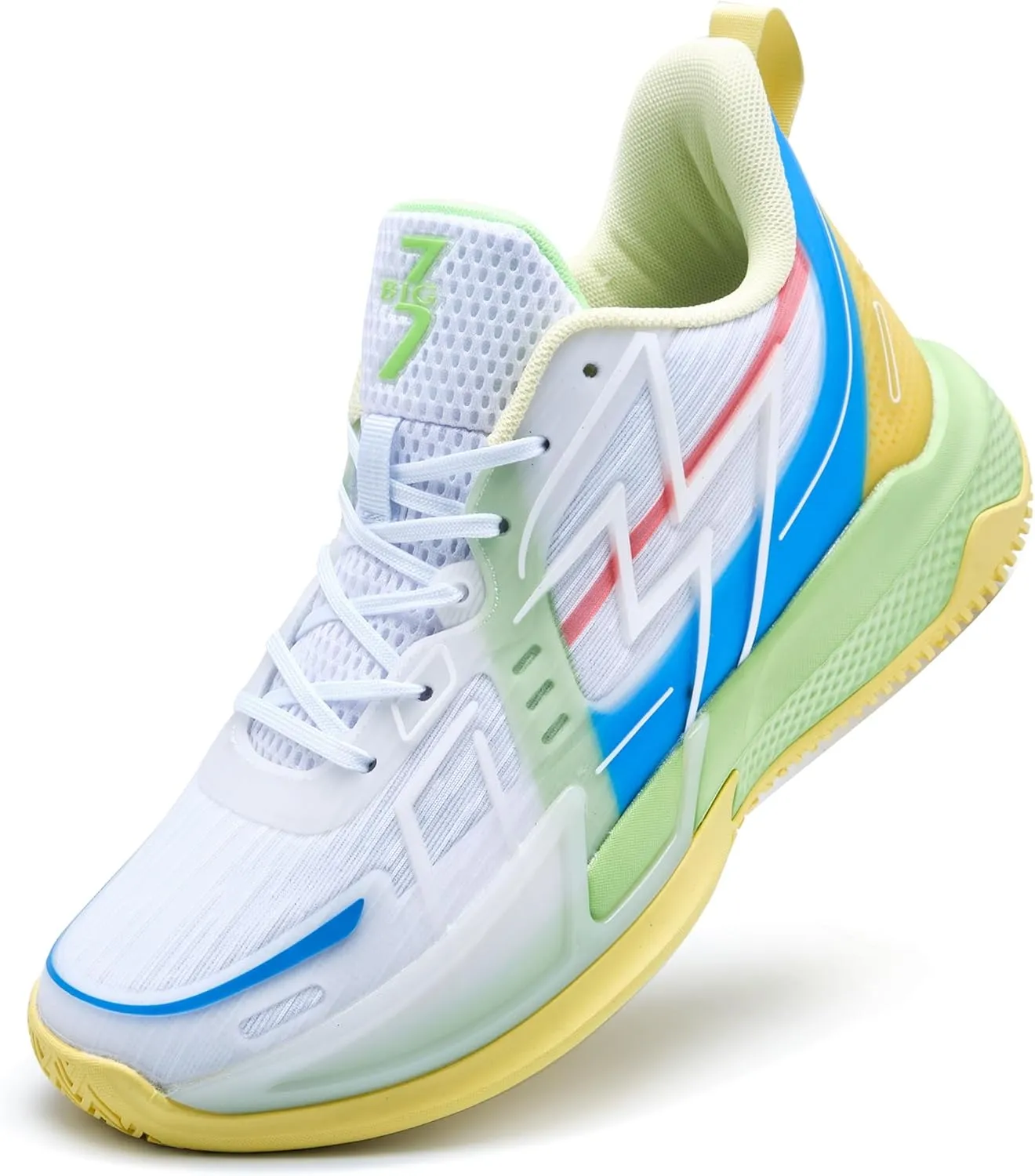 Men Women Basketball Shoes Breathable Non Slip Outdoor Fashion Sneakers White&Blu(White Green-6,9)
